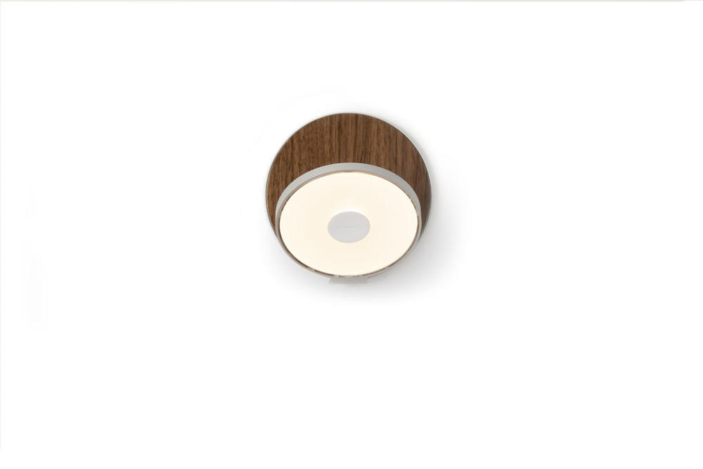 Gravy Wall Sconce - Silver body, Oiled Walnut plates - Plug-in